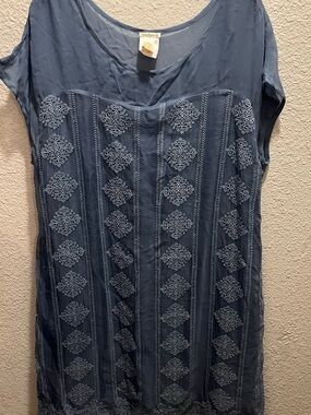Sundance Dusty Blue Embroidered Midi Dress